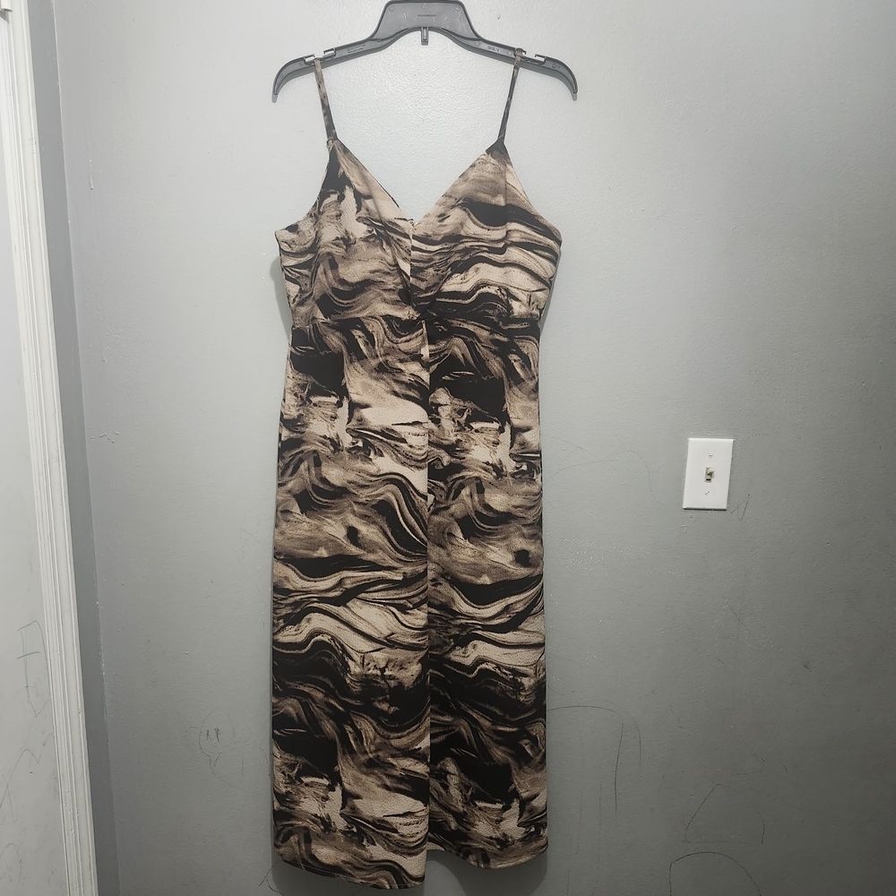 Bar III Swirl Patterned Midi Dress in Brown and Black Y2K Fairy